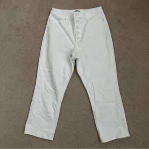 Express White Stretch Button Fly Curvy Super High Rise Mom Jean